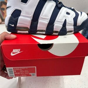 Nike Kids Air More Uptempo Sneakers - Navy and White